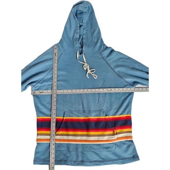 Greg Lauren Light Blue Mixed Striped Cotton Hoodie Size 3 Drawstring - Picture 2 of 7
